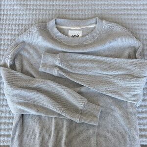 Aerie Light Gray Waffle Knit Top